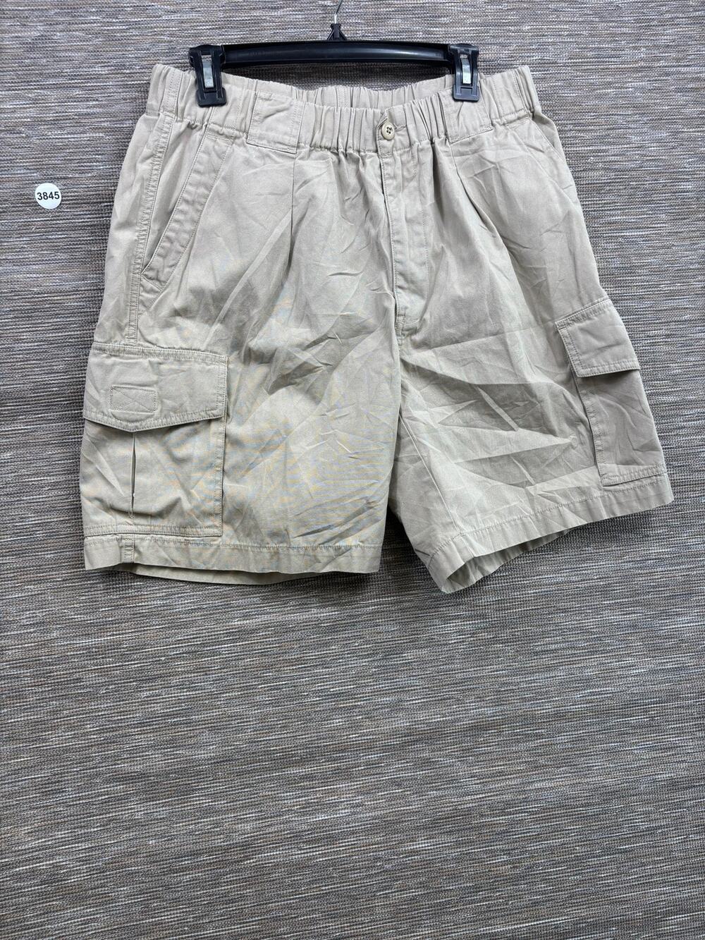 Tommy Bahama Shorts Mens Sz M Beige Cargo Elastic Waist 11 Inseam Casual Summer